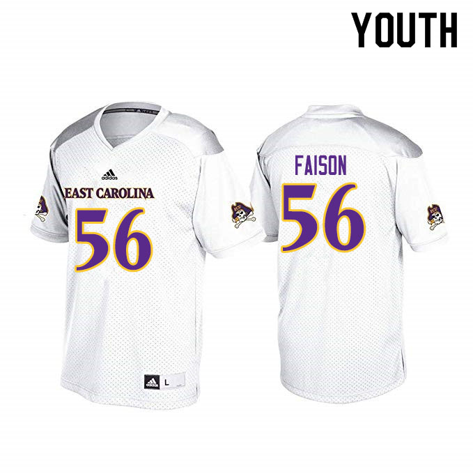 Youth #56 Damir Faison ECU Pirates College Football Jerseys Sale-White - Click Image to Close